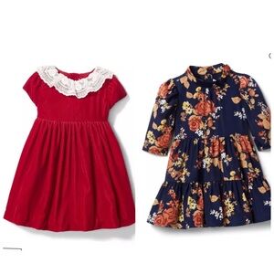 Janie and Jack Dress Bundle Red and Floral Kids Dress Set